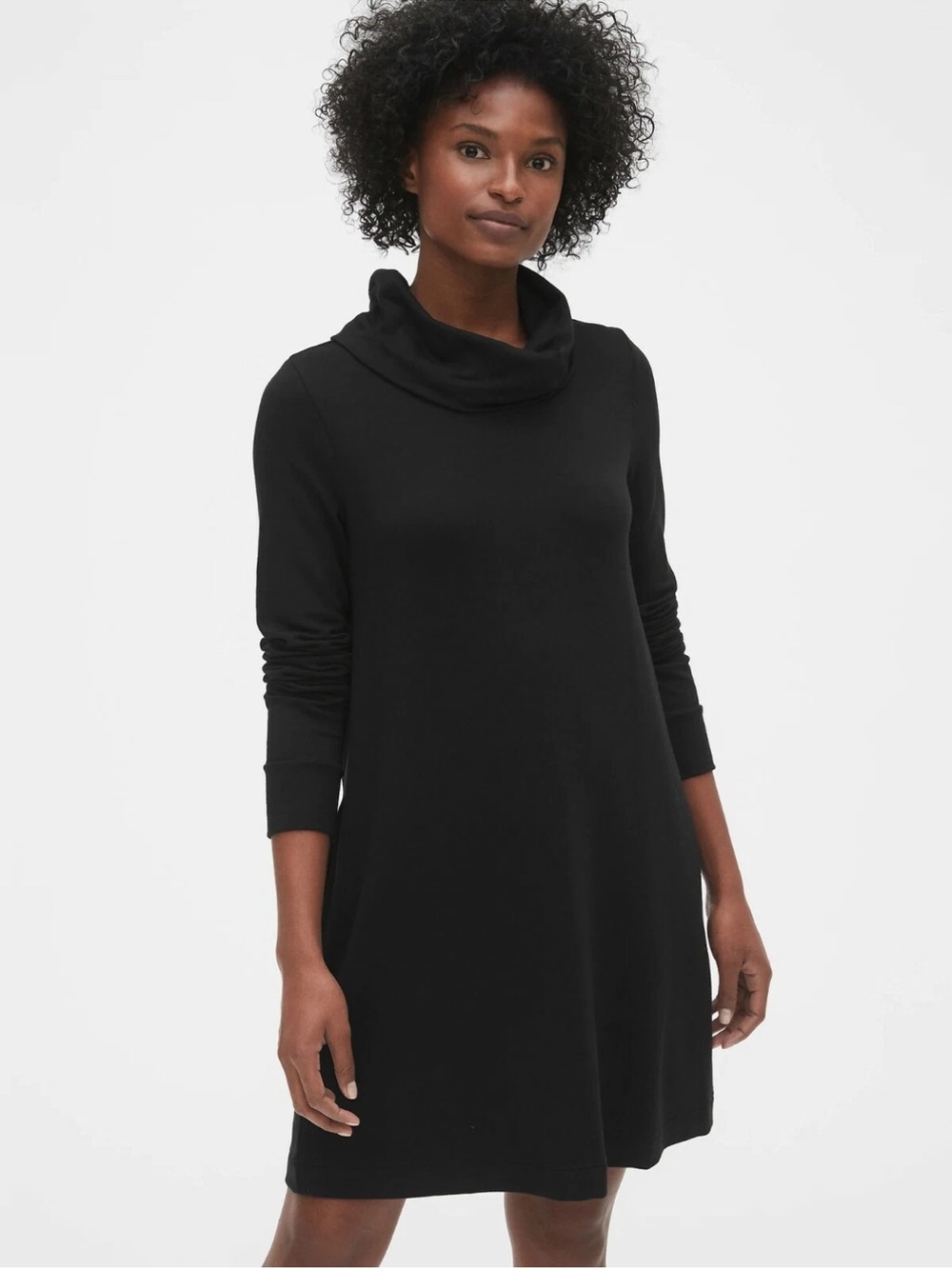 GAP cowl neck swing sweatshirt dress XS black EUC